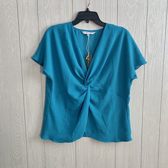 Trina Turk Tops - Trina Turk Merriman Twist Teal V-Neck Short Sleeve Top XS/S NWT